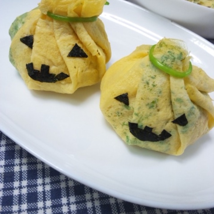 ハロウィンにぴったり! 　カボ茶巾寿司♪